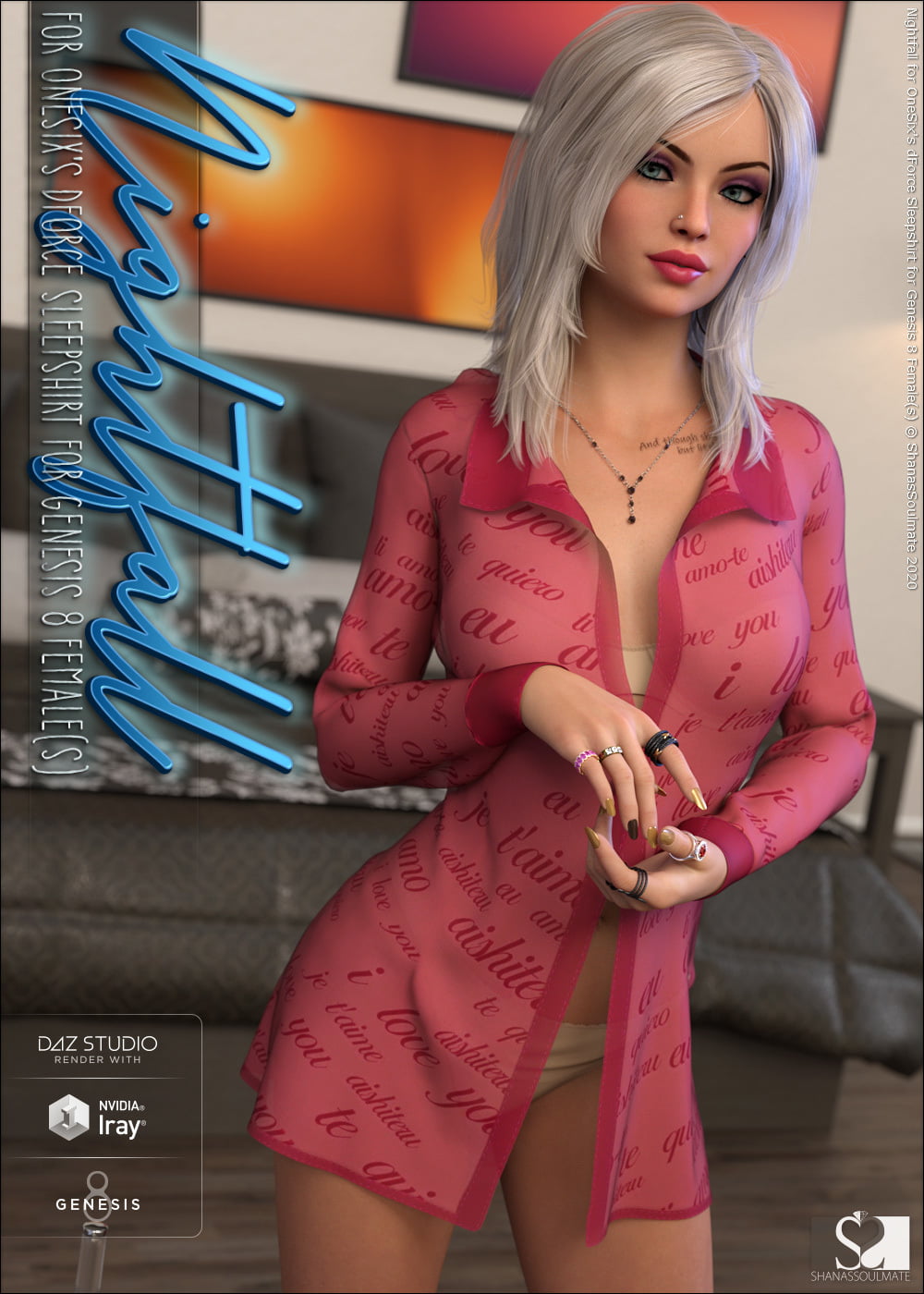 Nightfall for dForce Sleepshirt for Genesis 8 Females