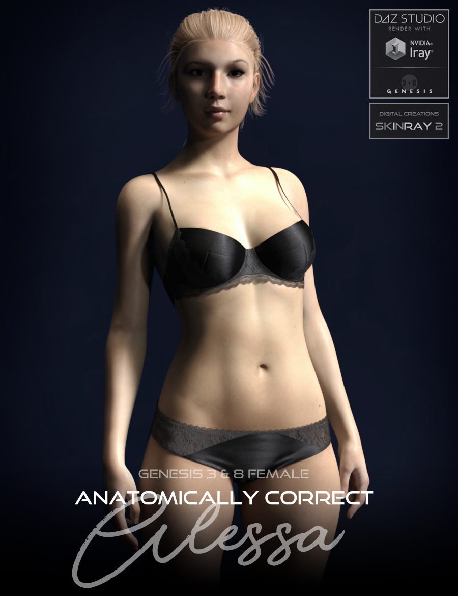 Anatomically Correct: Alessa for Genesis 3 and Genesis 8 Female