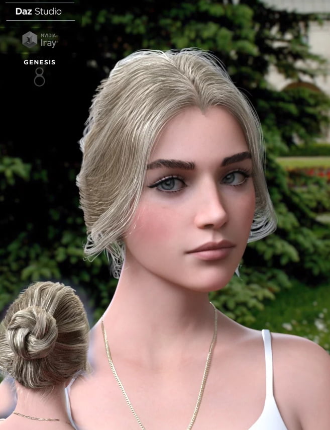 Aurelia Bun Hair for Genesis 8 Female(s)