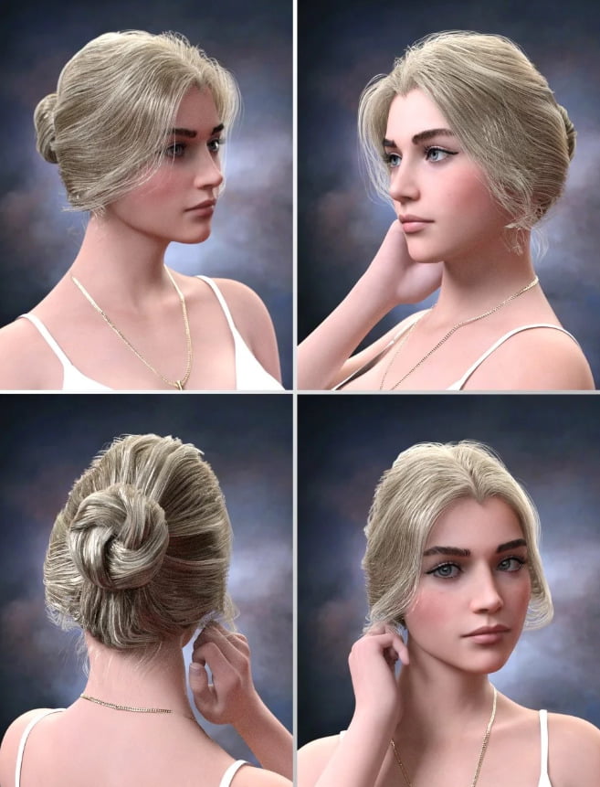 Aurelia Bun Hair for Genesis 8 Female(s)