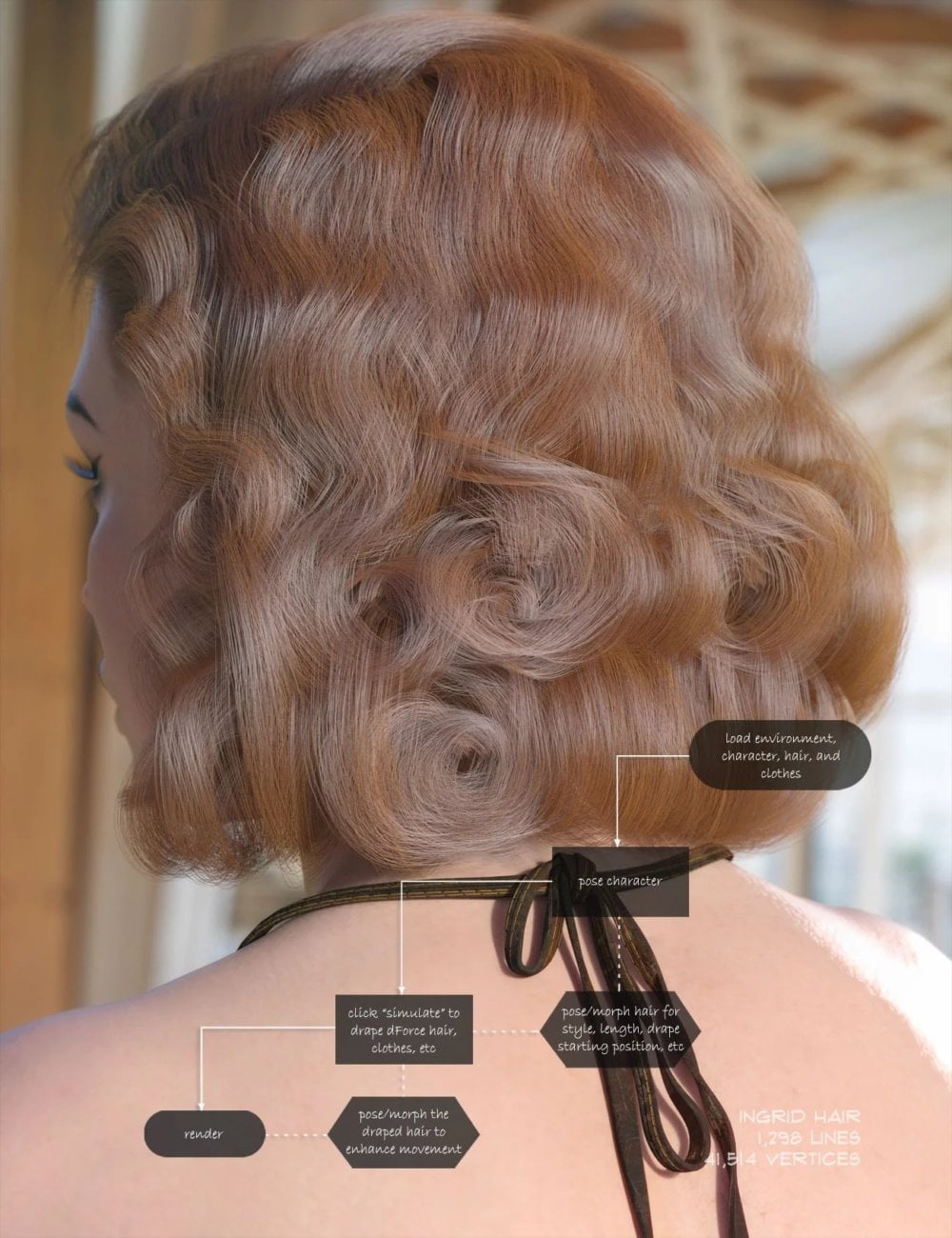 dForce Ingrid Hair for Genesis 3 and 8 Female(s)