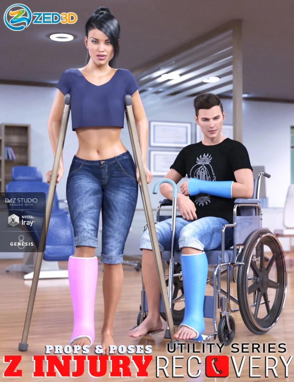Z Injury Recovery Props and Poses for Genesis 8