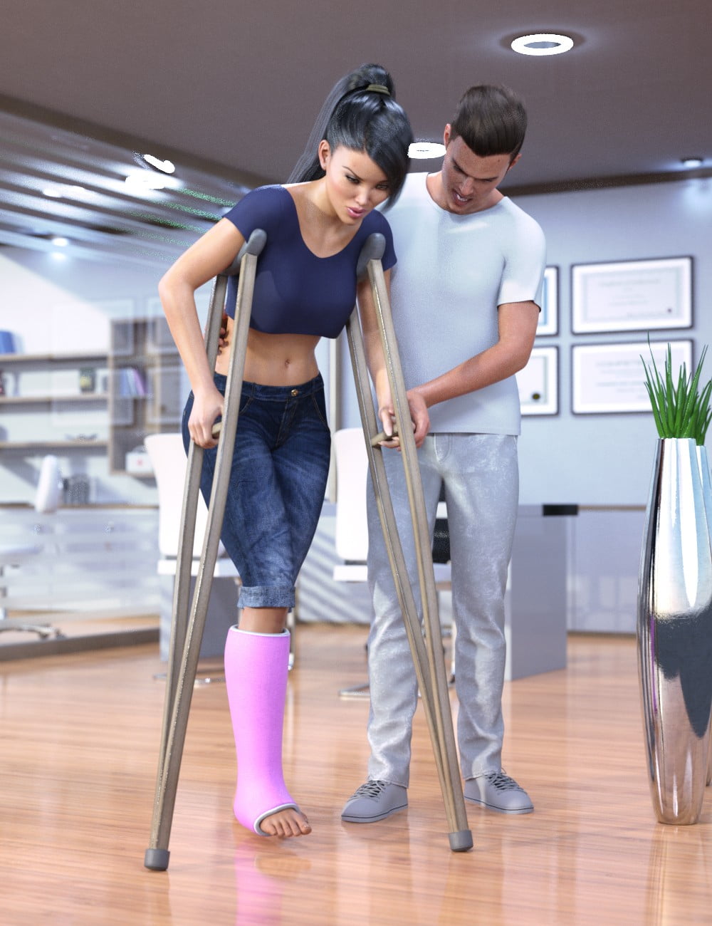 Z Injury Recovery Props and Poses for Genesis 8