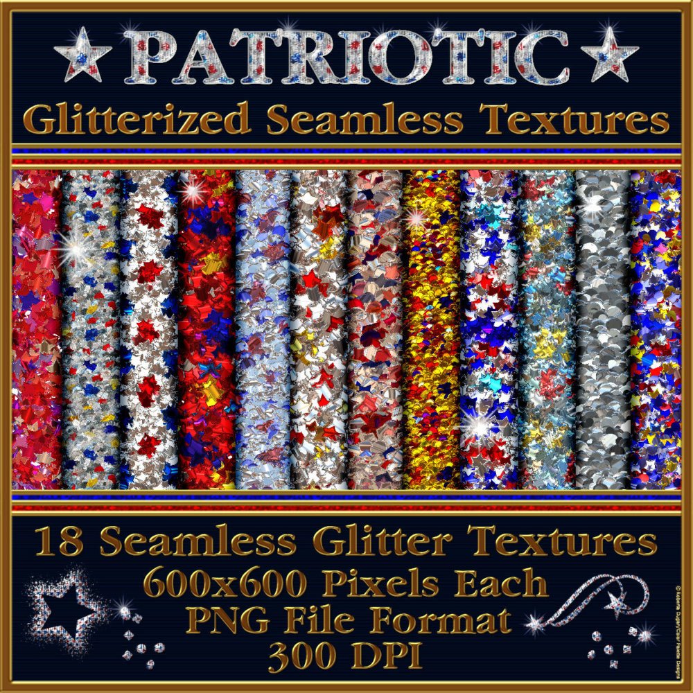 Patriotic Glitterized Seamless Textures