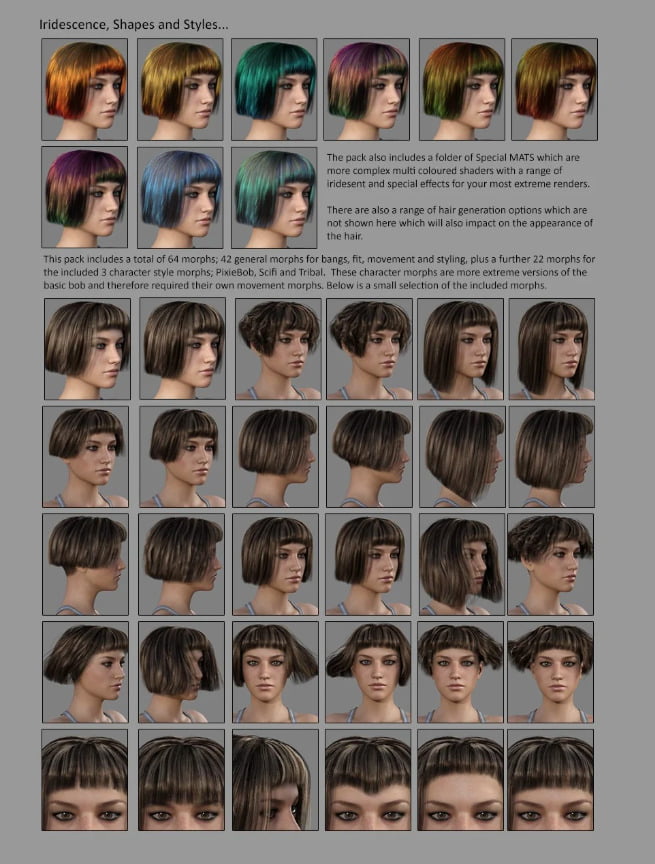 MRL dForce Bob Hair for Genesis 8 Female with Colour Mix Plus