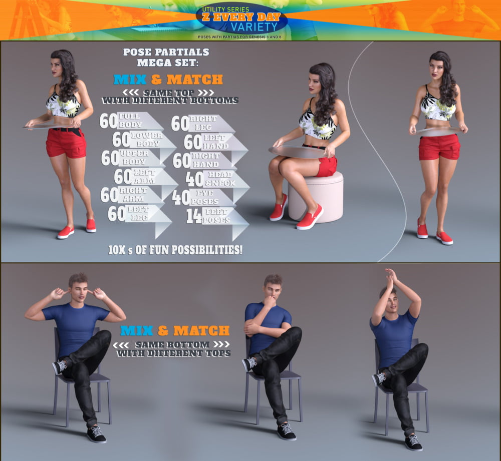 Z Everyday Variety Pose Mega Set for Genesis 8