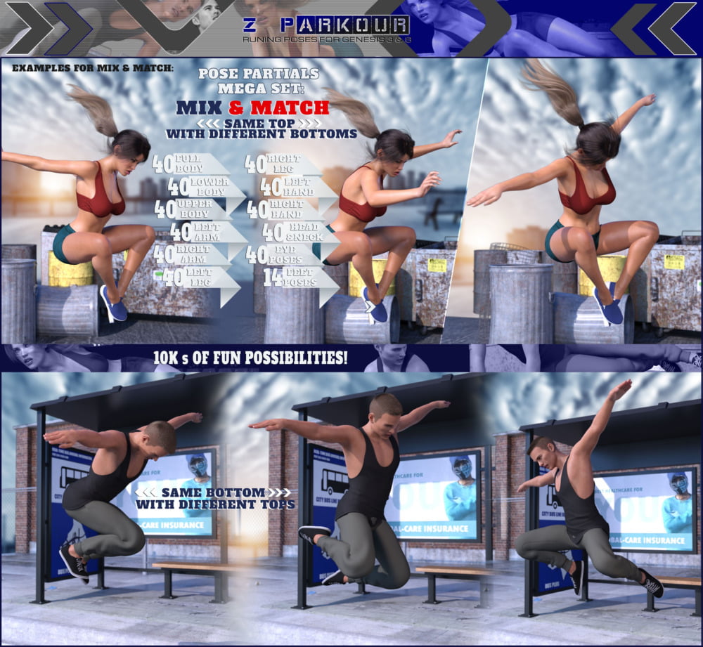 Z Parkour Pose Mega Set