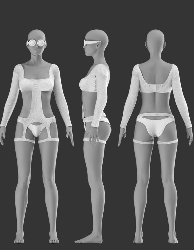 X-Fashion Hexagon Skin Bodysuit for Genesis 8 Female(s)
