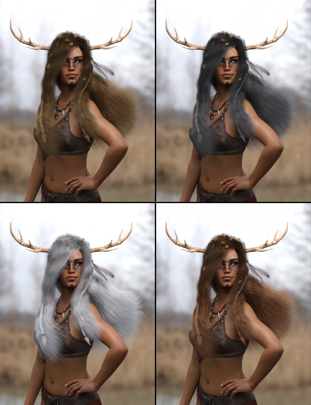 Deer Lady Hair for Genesis 3 and 8 Female(s)