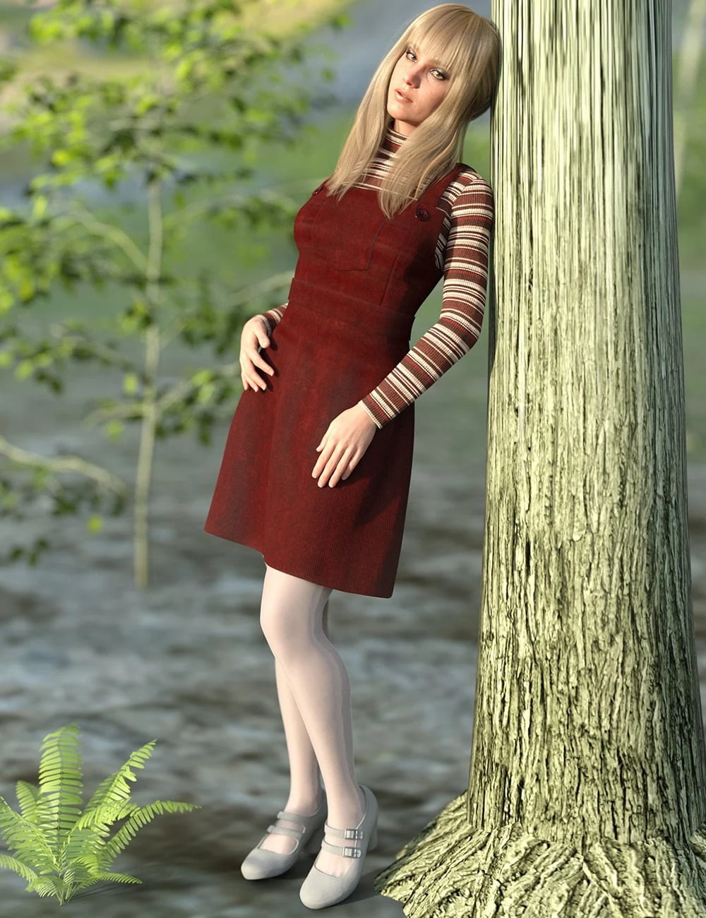 dForce Corduroy Jumper Outfit for Genesis 8 Female(s)
