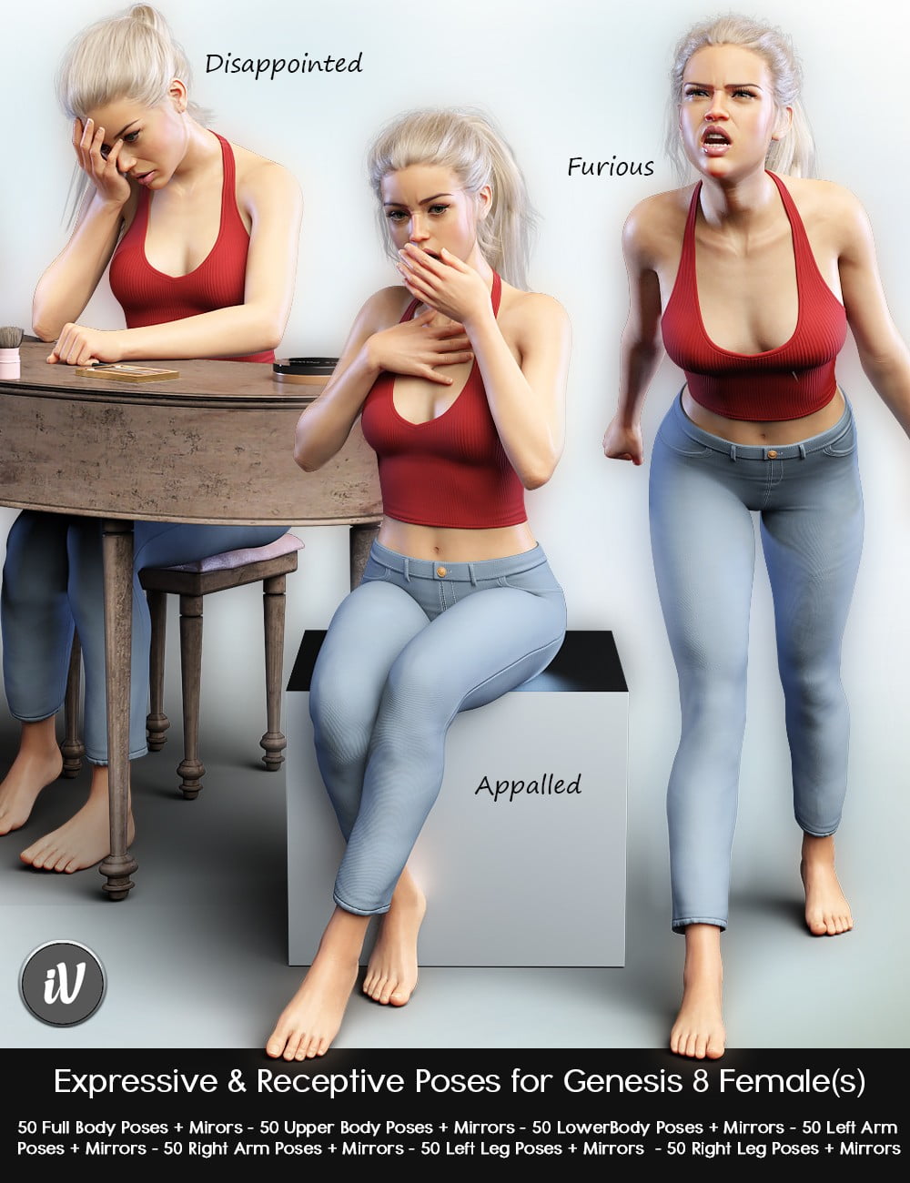 iV Expressive & Receptive Poses For Genesis 8 Female(s)