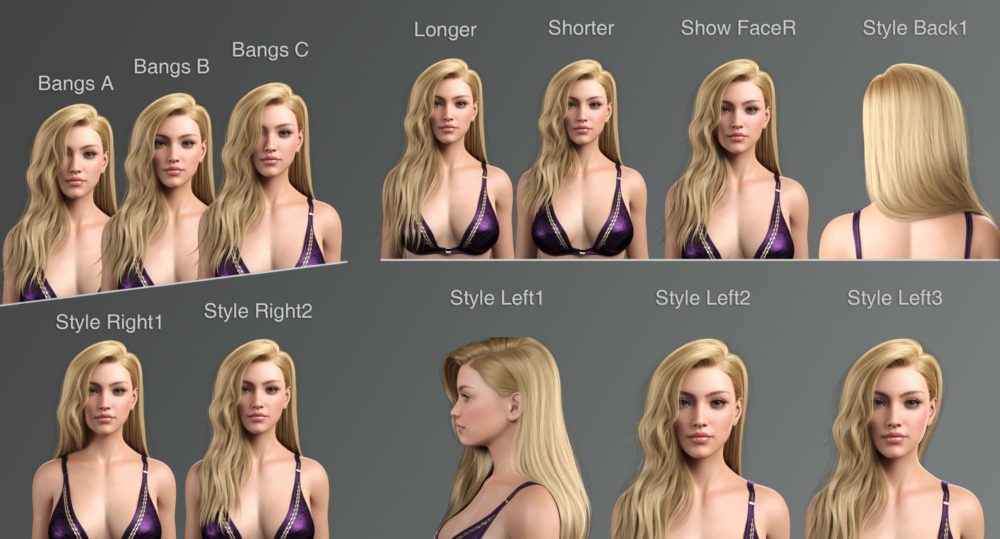 Monica Hair For Genesis 8 Female(s)