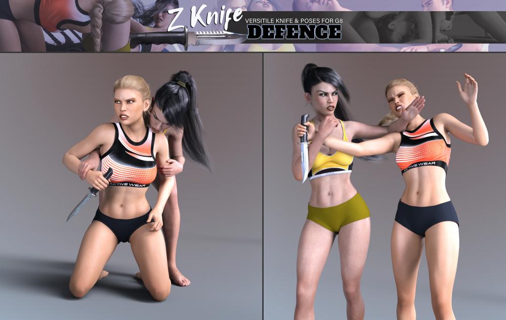 Z Knife Defense - Props and Poses for Genesis 8
