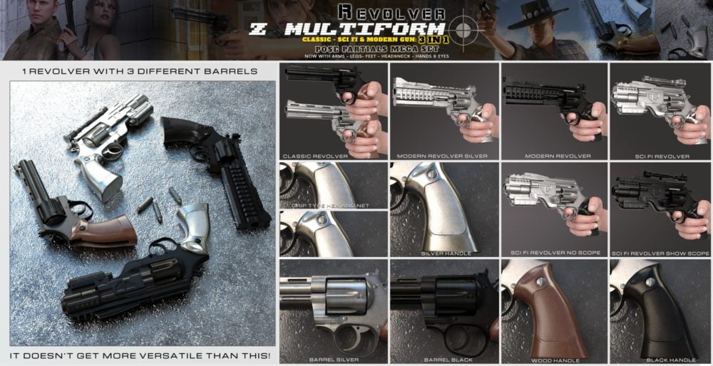 Z Multiform Revolver and Poses for Genesis 8