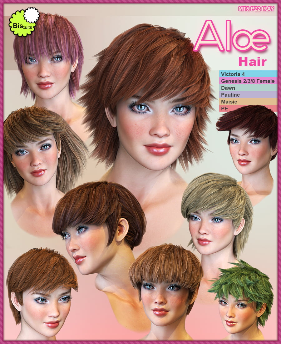 Biscuits Aloe Hair for Poser