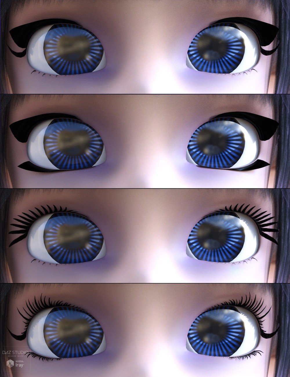 Dark Anime Eyes & Lashes for Genesis 8 Female(s)