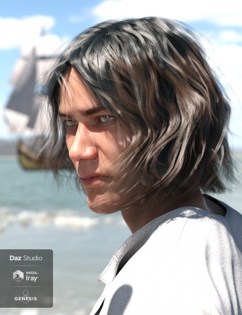 Deck Hand Hair for Genesis 3 and 8 Male(s)