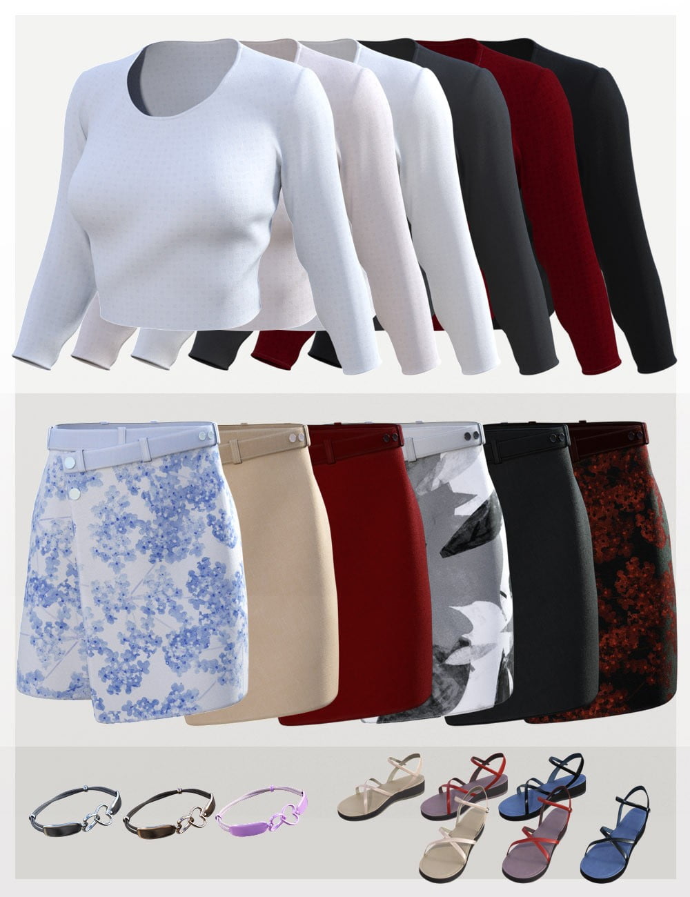 dForce Wrap Skirt Outfit for Genesis8 Female(s)