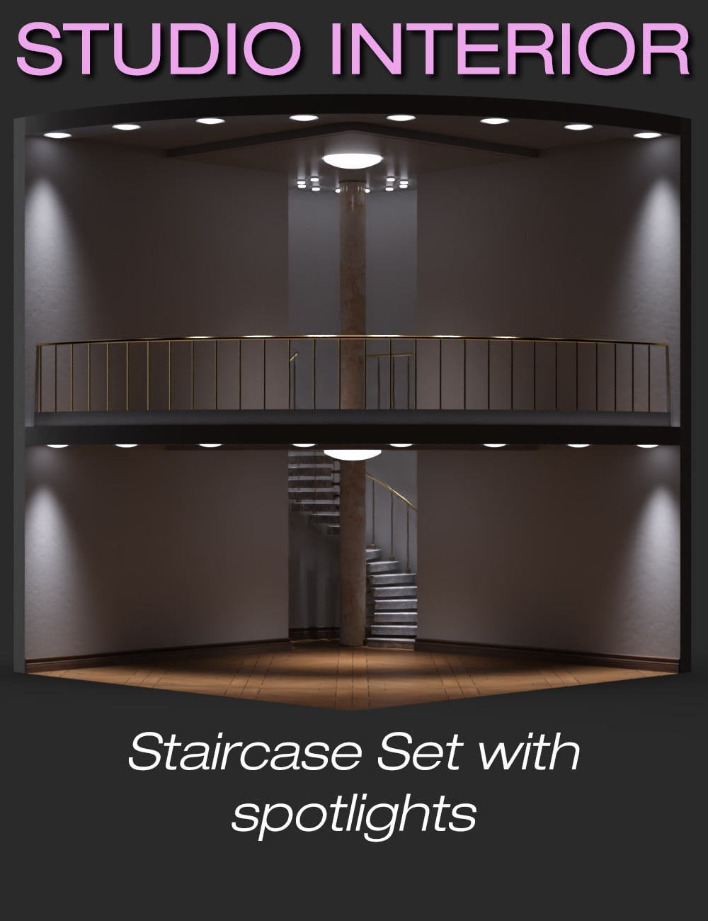 S3D Staircase Studio Interior Sets, Props and HDRI Lights