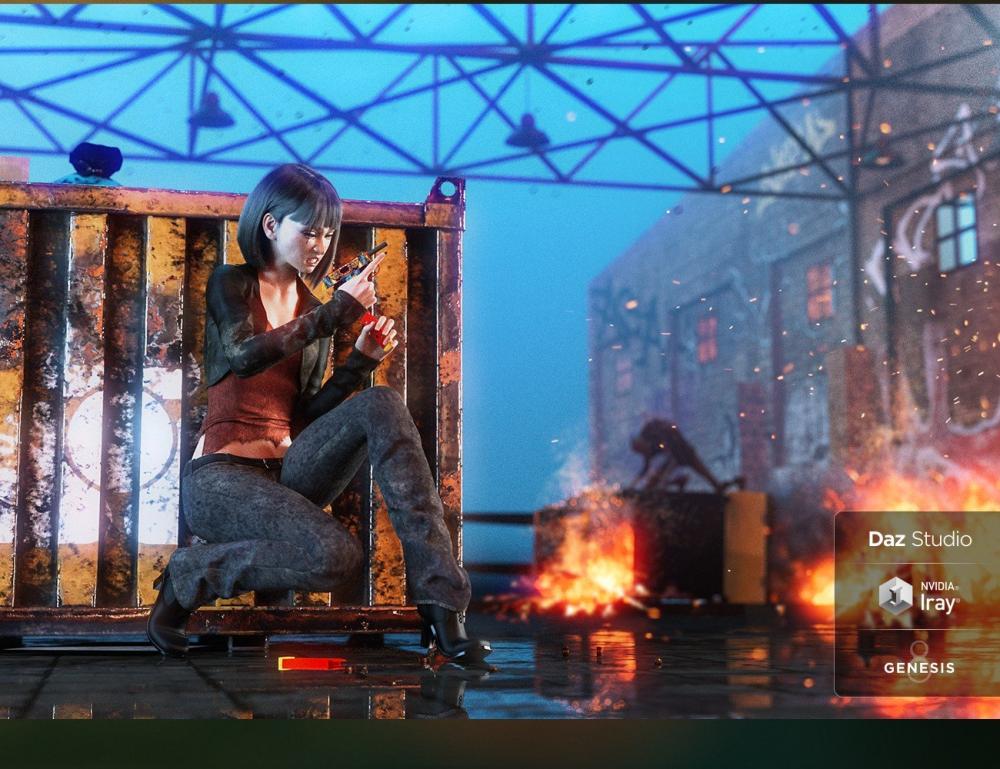 Spy Pistol and Garter for Genesis 8 Female