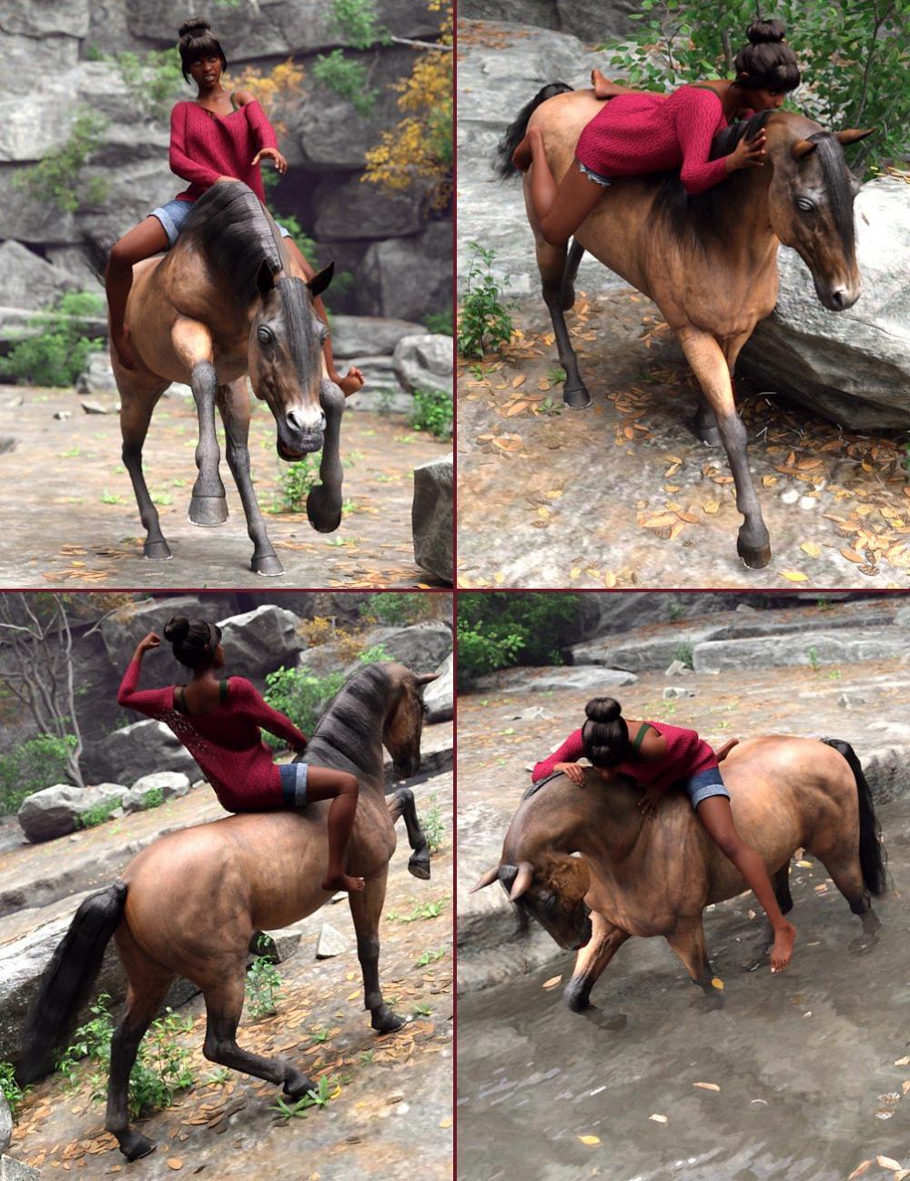 Countryside Horseback Riding Poses for Genesis 8 Female and DAZ Horse 2