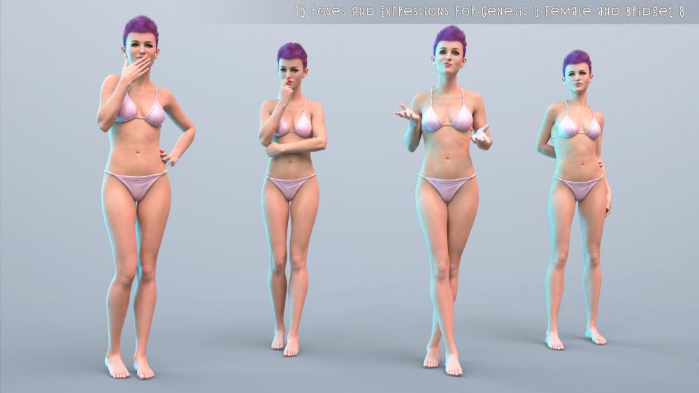 PTF Quirky Poses and Expressions for Genesis 8 Female and Bridget 8