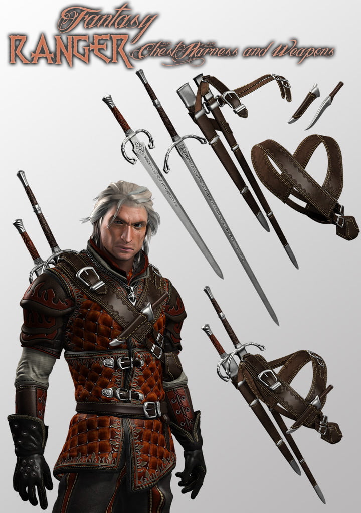 Weapons and Harness for Fantasy Ranger for M4