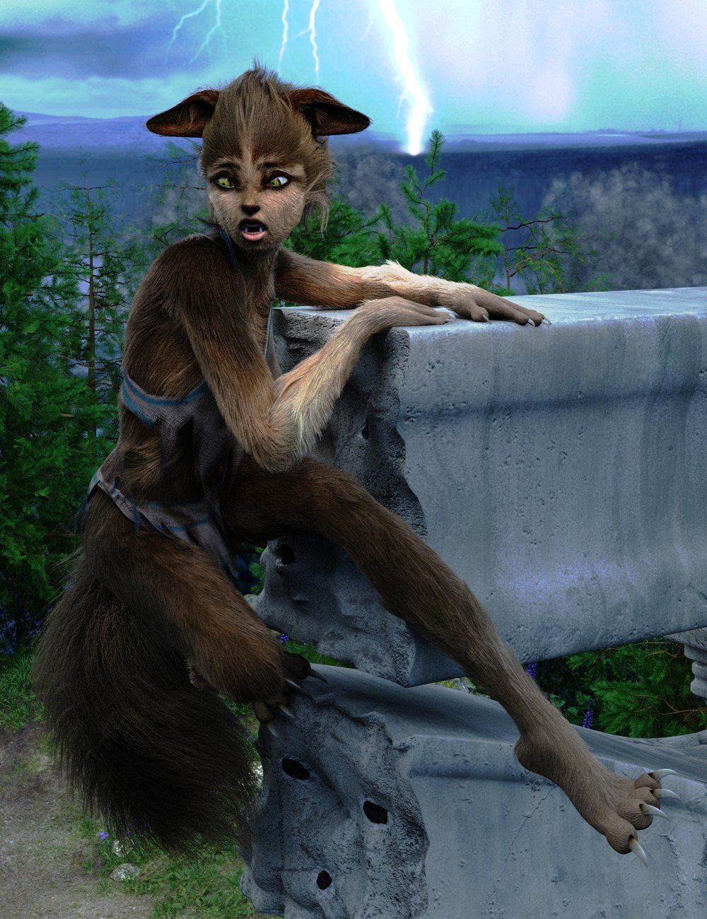 She Wolf with dForce Hair for Genesis 8 Female