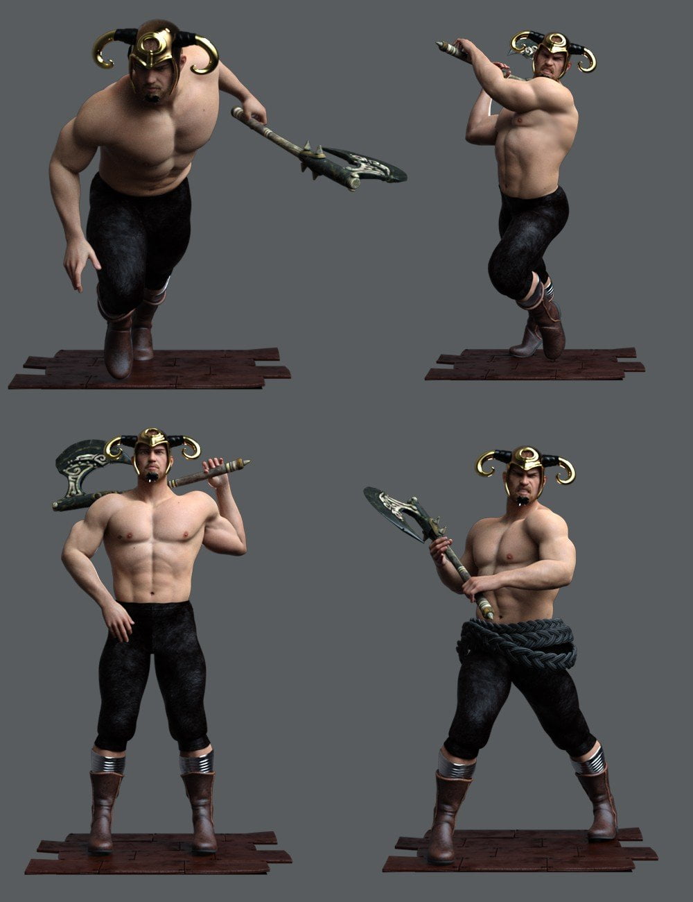 Axe Warrior Poses for Genesis 8 Male