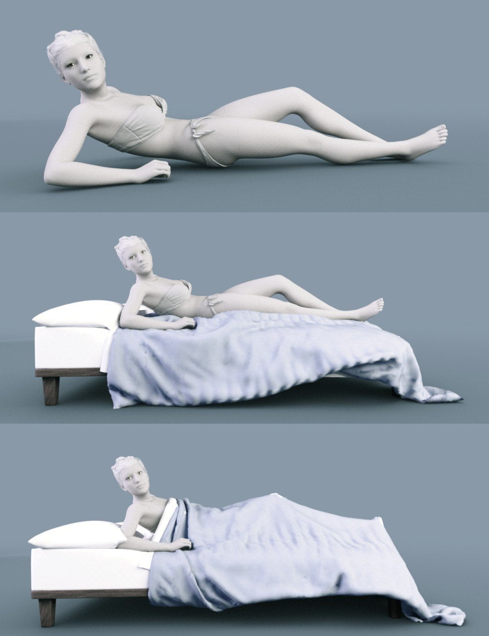 FF's dForce Luxury Leisure Squishy Mattress Poses for Genesis 8 Female