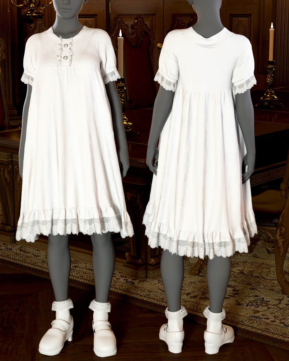 Lantern Sleeve Dress for Genesis 8 Female