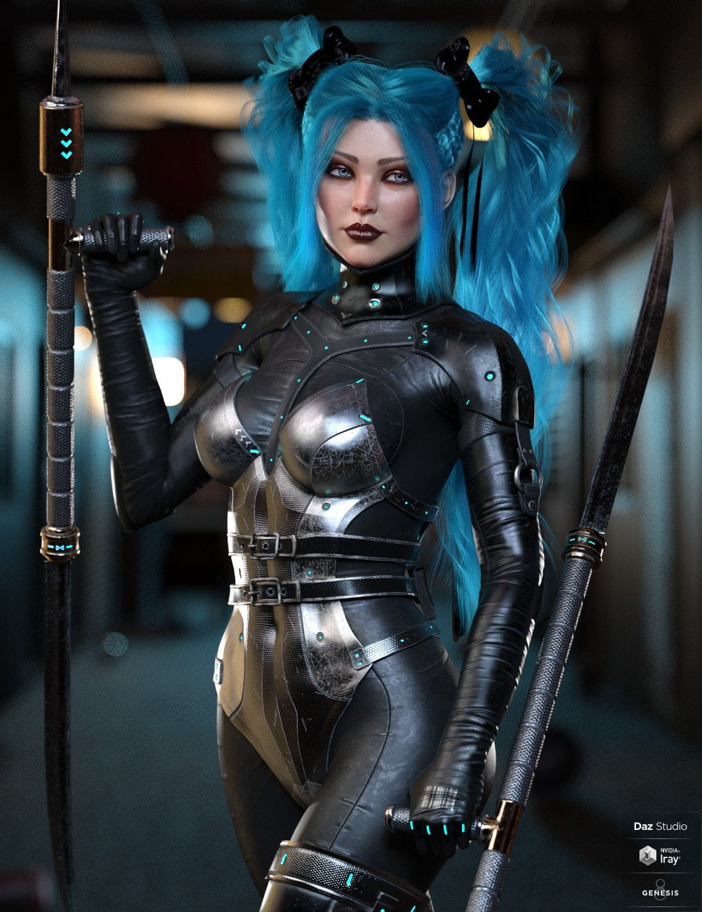 dForce Xariah Dual Ponytails Hair for Genesis 8 Female(s)