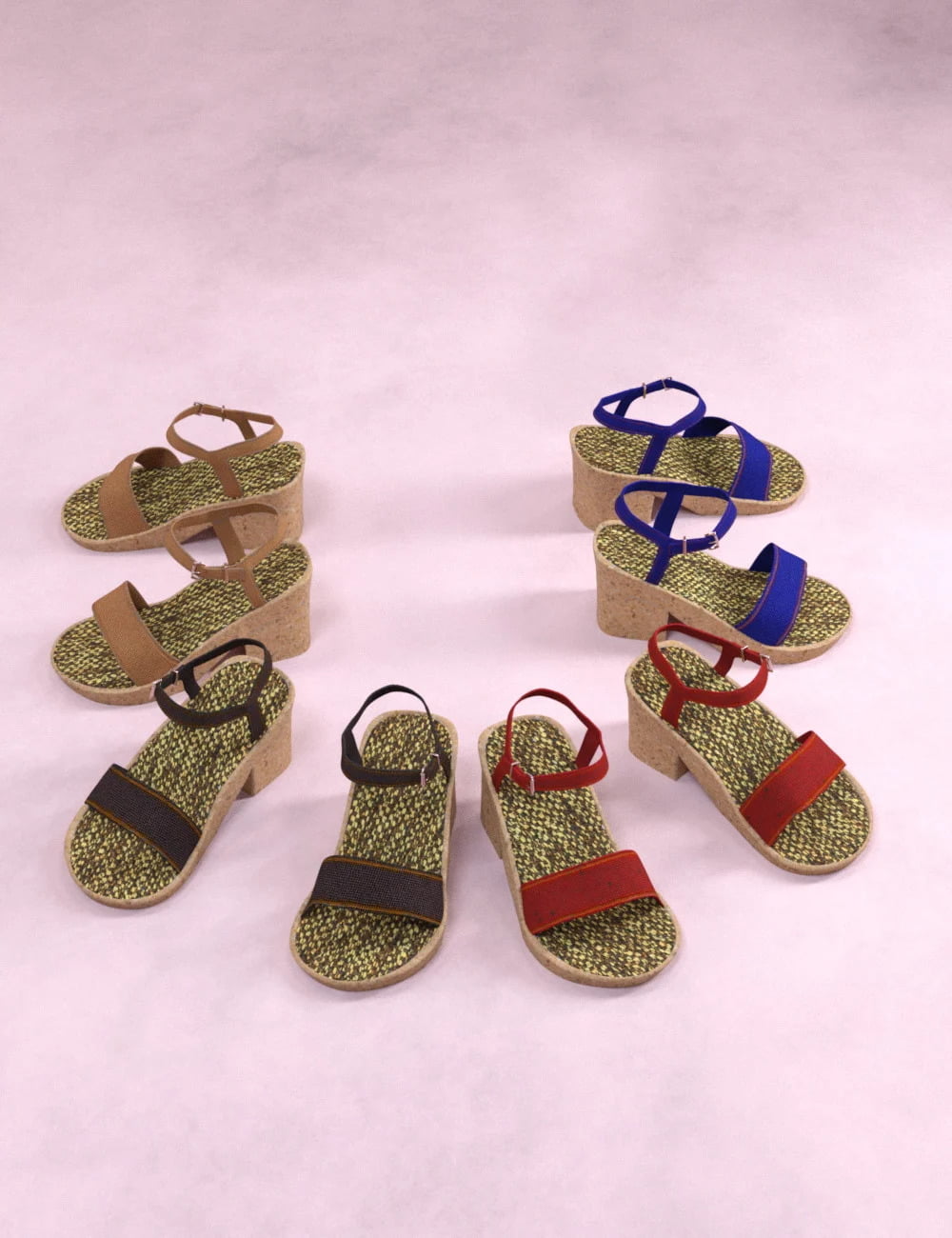 Heeled Cork Sandals for Genesis 8 Female(s)