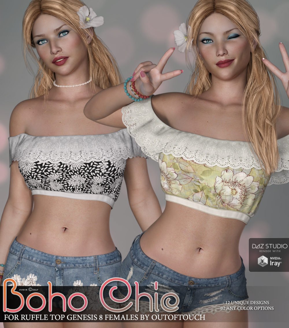 Boho Chic for Ruffle Top Genesis 8 Females