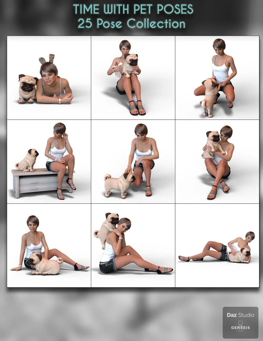 Time With Pet Poses for Genesis 8 Female