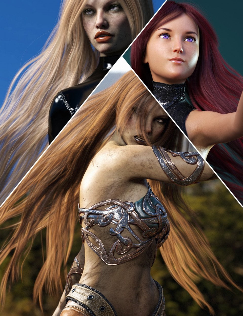 Turbulent Long Hair for Genesis 3 and 8 Females