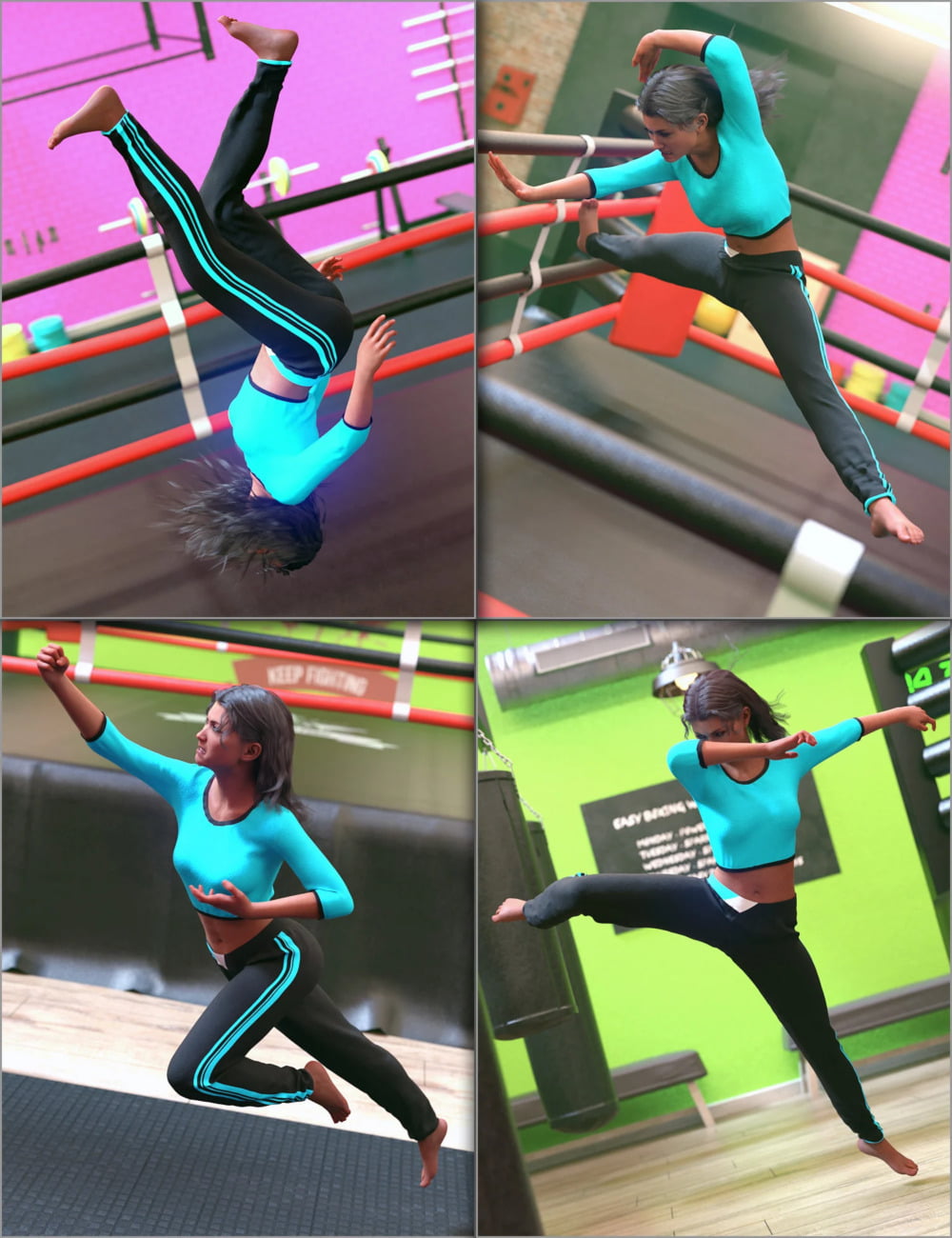 Aerial Combat Poses for Genesis 8