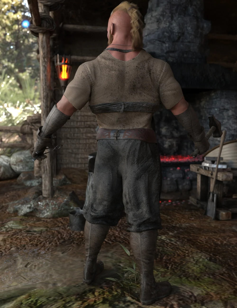 dForce Viking Blacksmith Outfit and Props for Genesis 8 Male
