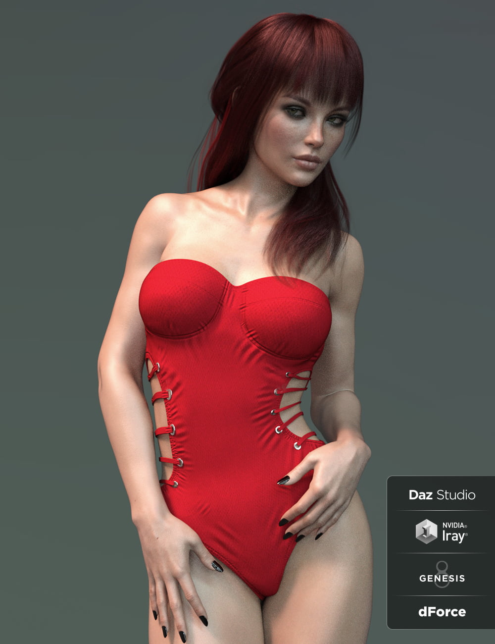 X-Fashion Ribbed Swimsuit for Genesis 8 Female(s)