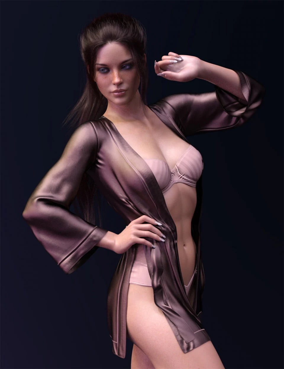 dForce X-Fashion Kimono Lingerie Set for Genesis 8 Females