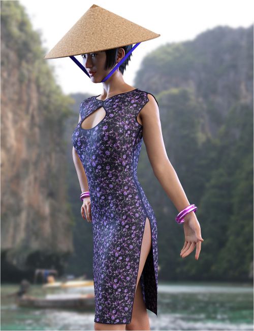 dForce Far East Dress and Props for Genesis 8 Female