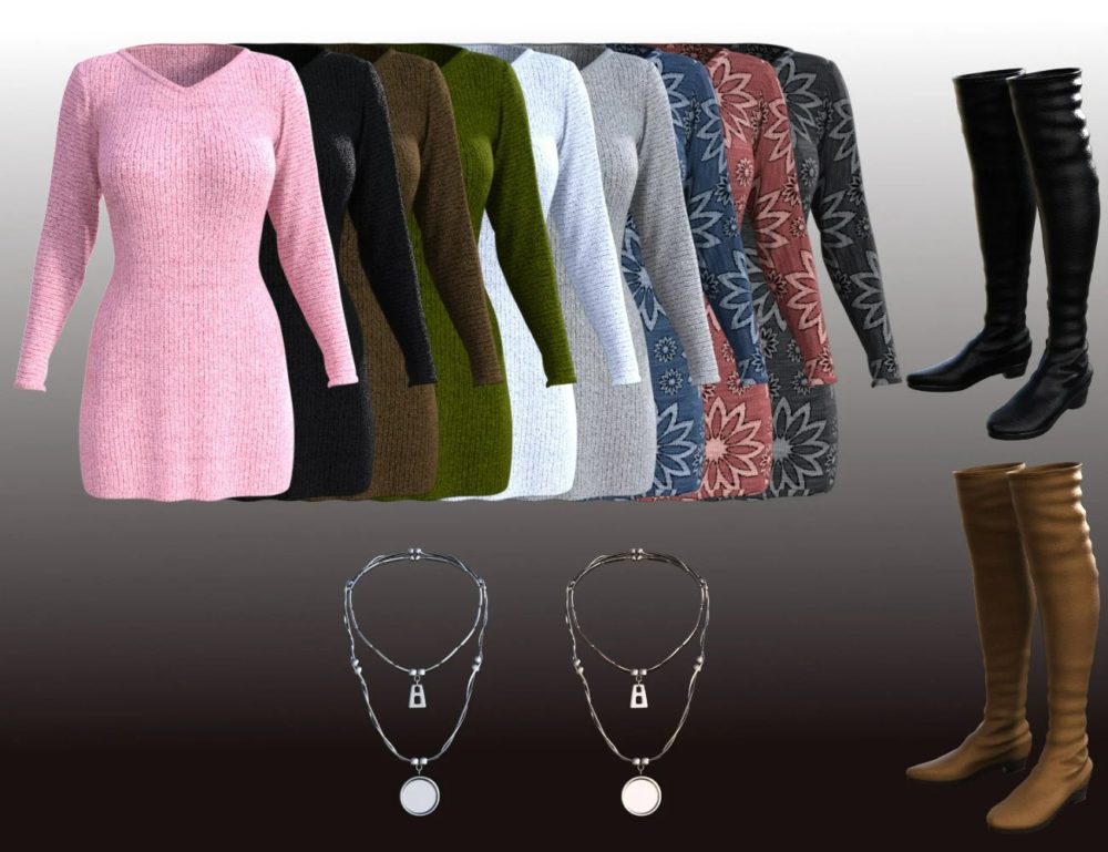 dForce Knit One Piece Outfit for Genesis 8 Females