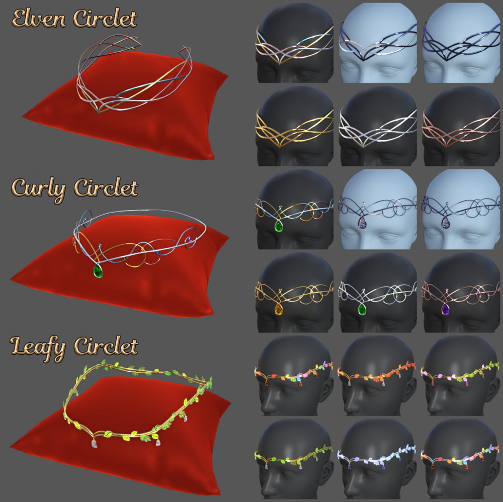 Elegant Circlets for Genesis 8 Female