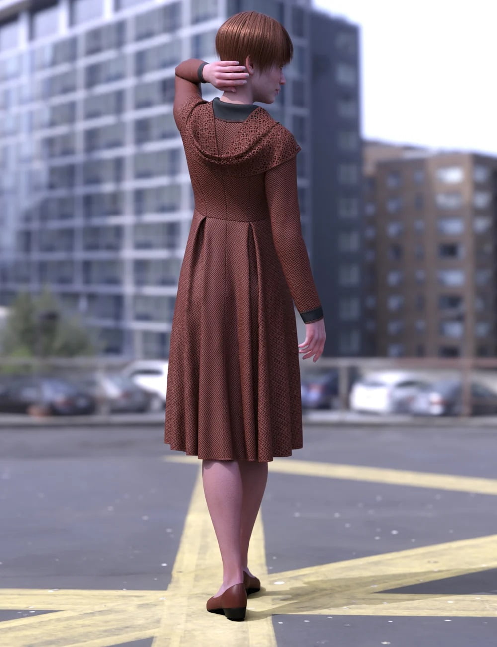 dForce Chilly Day Coat-Dress Outfit for Genesis 8 Female(s)