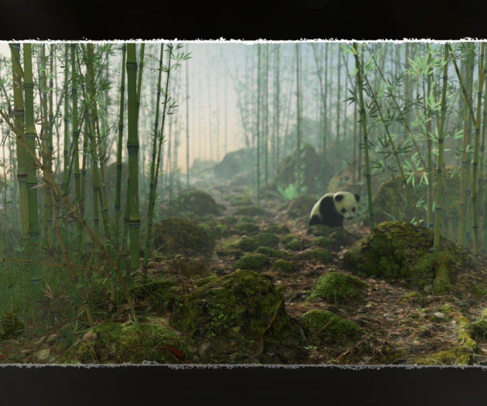 3D Scenery: Wild Mossy Bamboo Forest