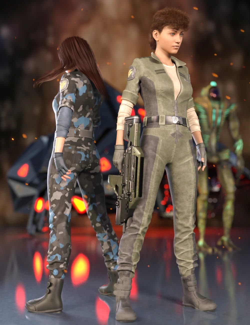 Sci-Fi Retro Outfit for Genesis 8 Females