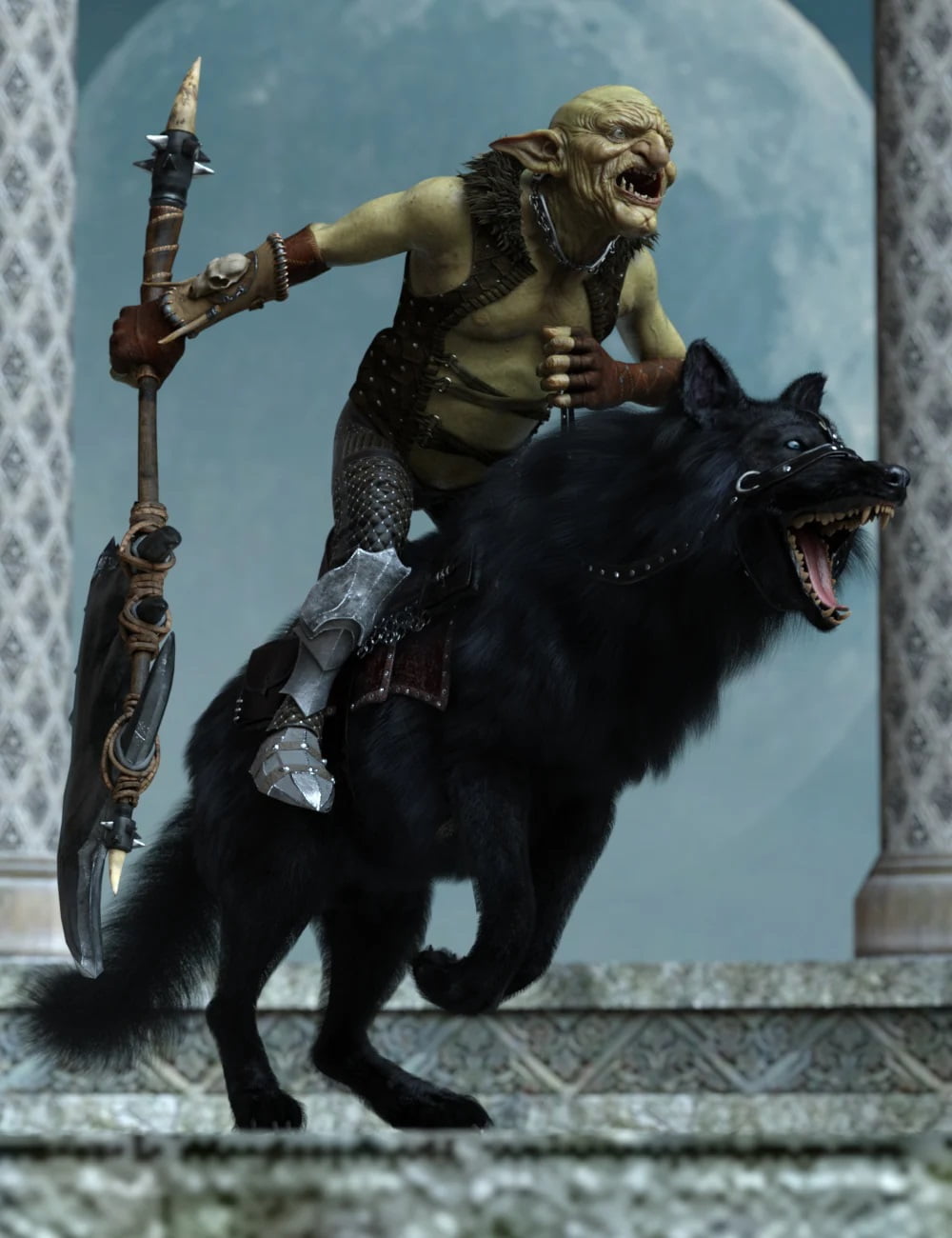 Goblin Rider Poses for War Goblin HD and Dire Wolf ⋆ Freebies Daz 3D