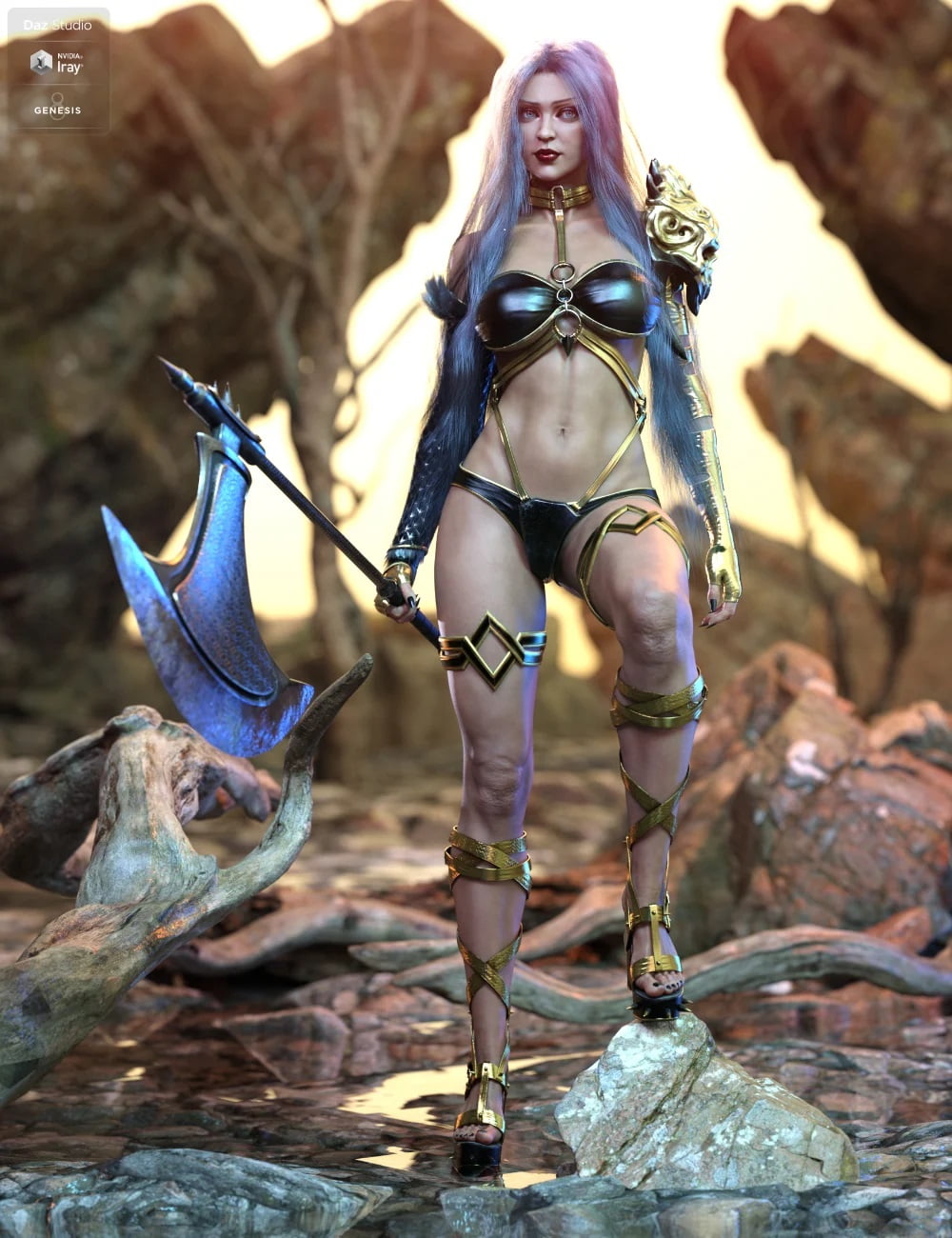 Hel Outfit And Weapon for Genesis 8.1 Female
