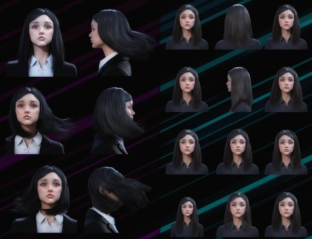 Nirv Medium Straight Hair for Genesis 8 Females