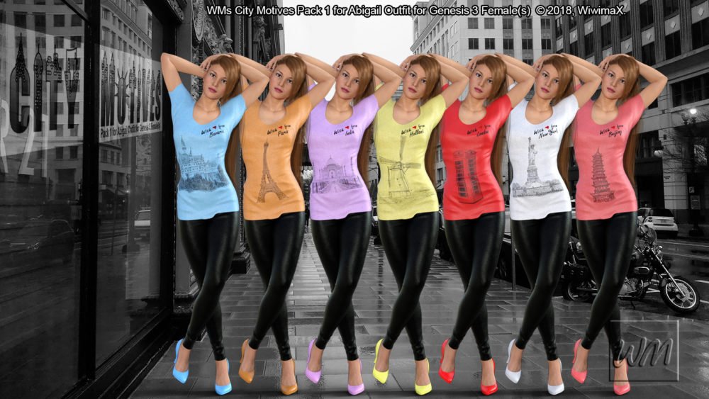 WMs City Motives Pack 1 for Abigail Outfit for Genesis 3 Females